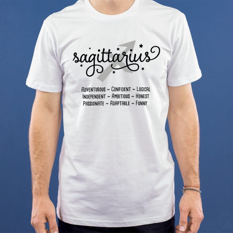 Sagittarius stjernetegnstekst - t-shirt