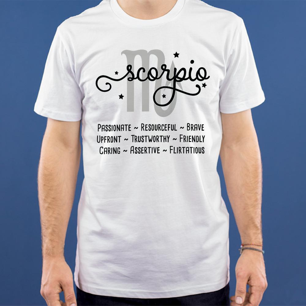 Scorpio stjernetegnstekst - t-shirt