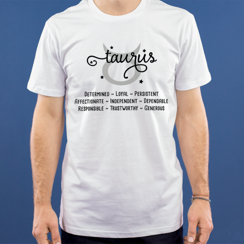 Taurus stjernetegnstekst - t-shirt