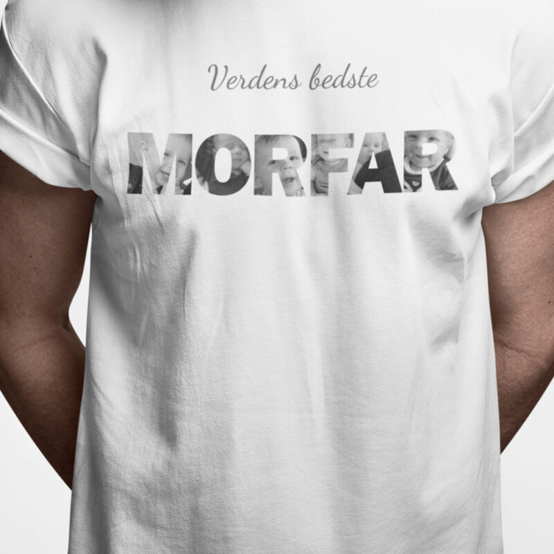 T-shirt: Verdens bedste Morfar (Design Selv med dine egne billeder)