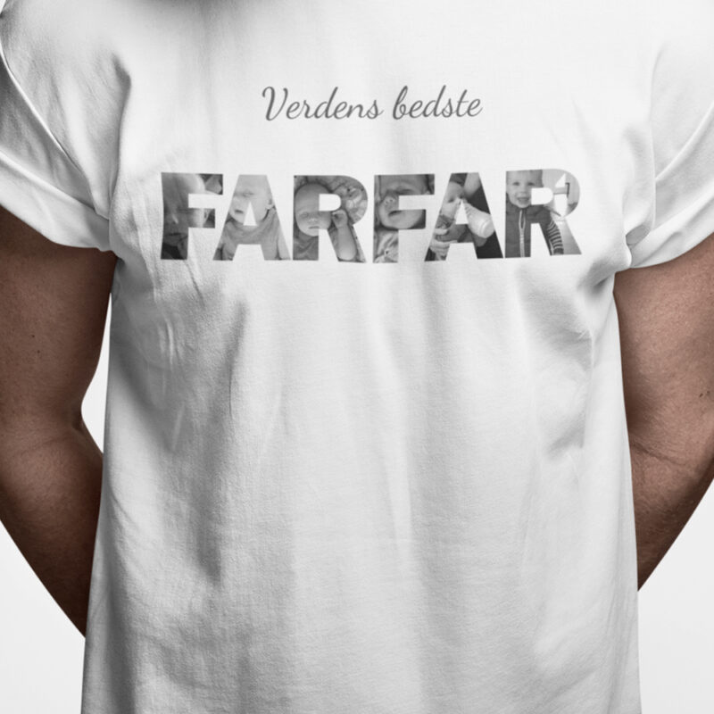 T-shirt: Verdens bedste Farfar (Design Selv med dine egne billeder)