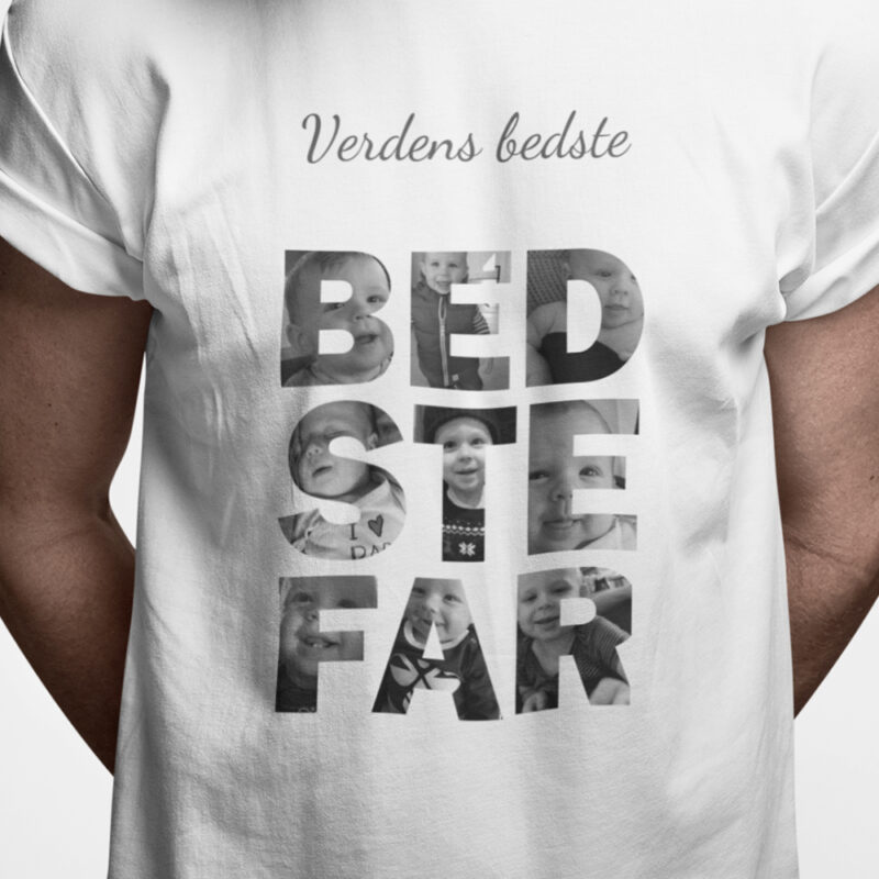 T-shirt: Verdens bedste bedstefar (Design Selv med dine egne billeder)