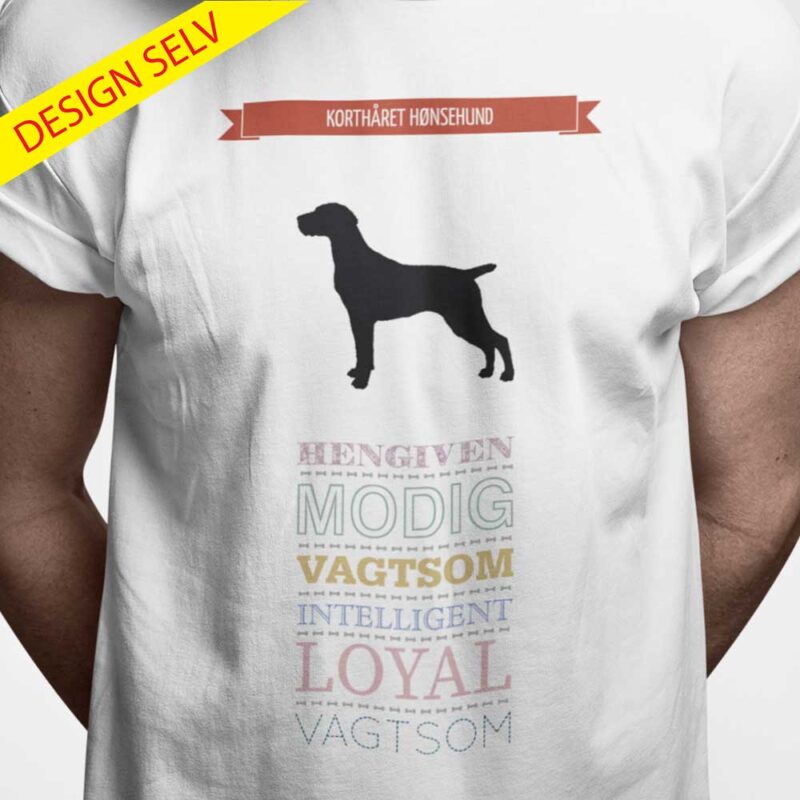 T-shirt Korthåret Hønsehund - Design Selv