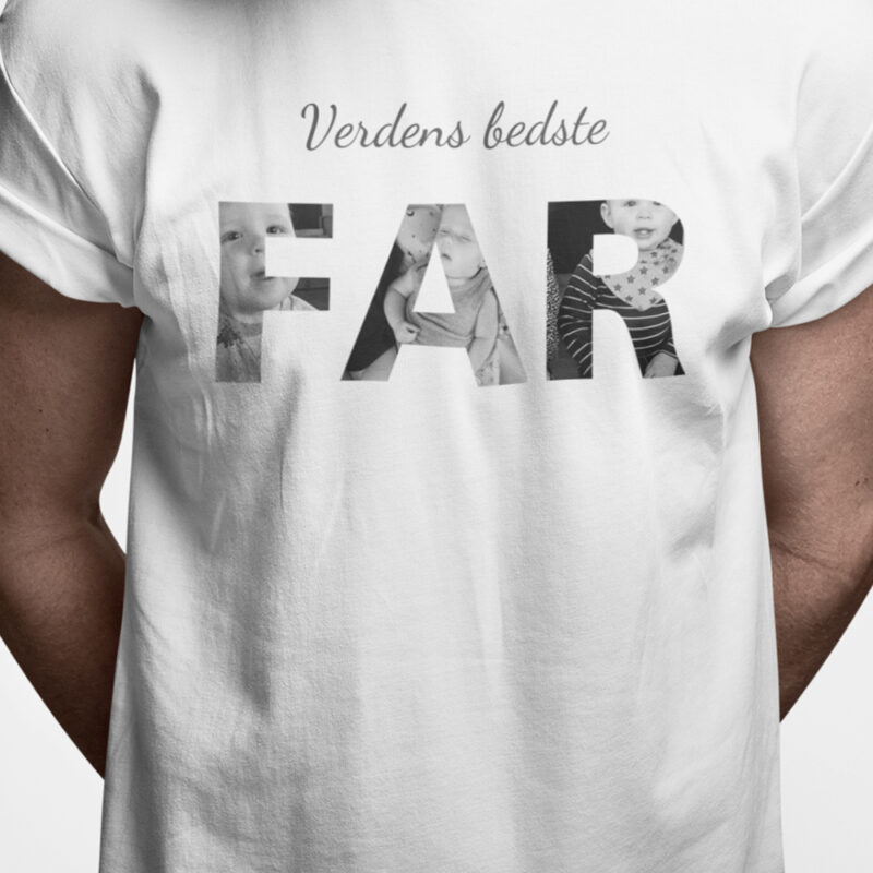 T-shirt: Verdens bedste far (Design Selv med dine egne billeder)