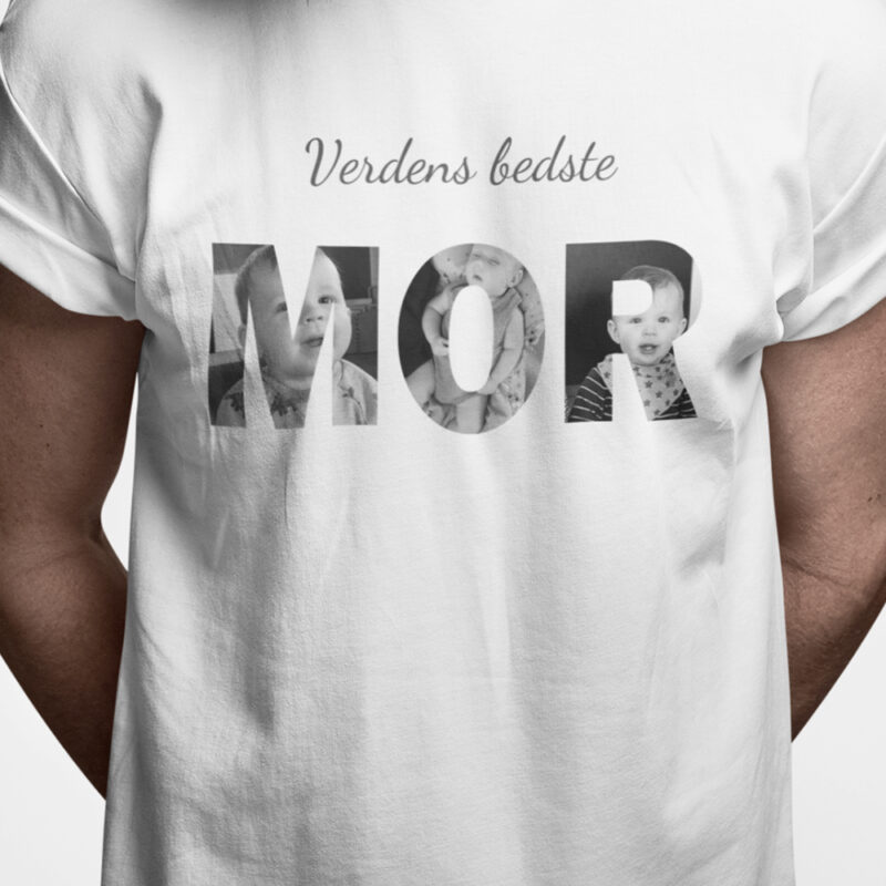 T-shirt: Verdens bedste mor (Design Selv med dine egne billeder)