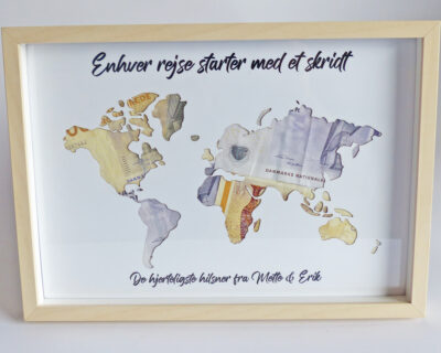 Verdenskort Pengegave - A4 ramme - Billede 3
