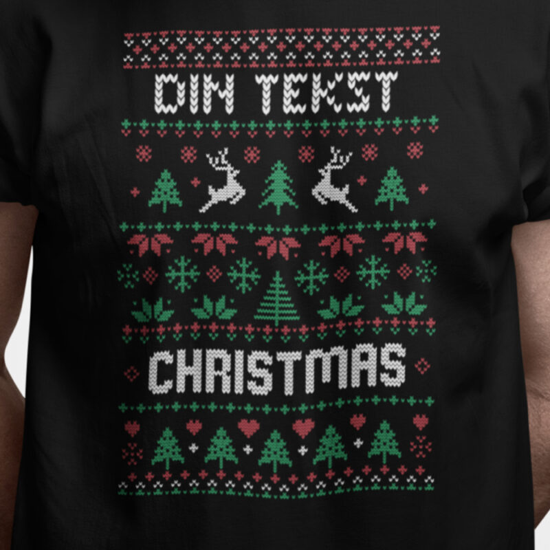 Jule t-shirt - "Din tekst" Christmas - DESIGN SELV