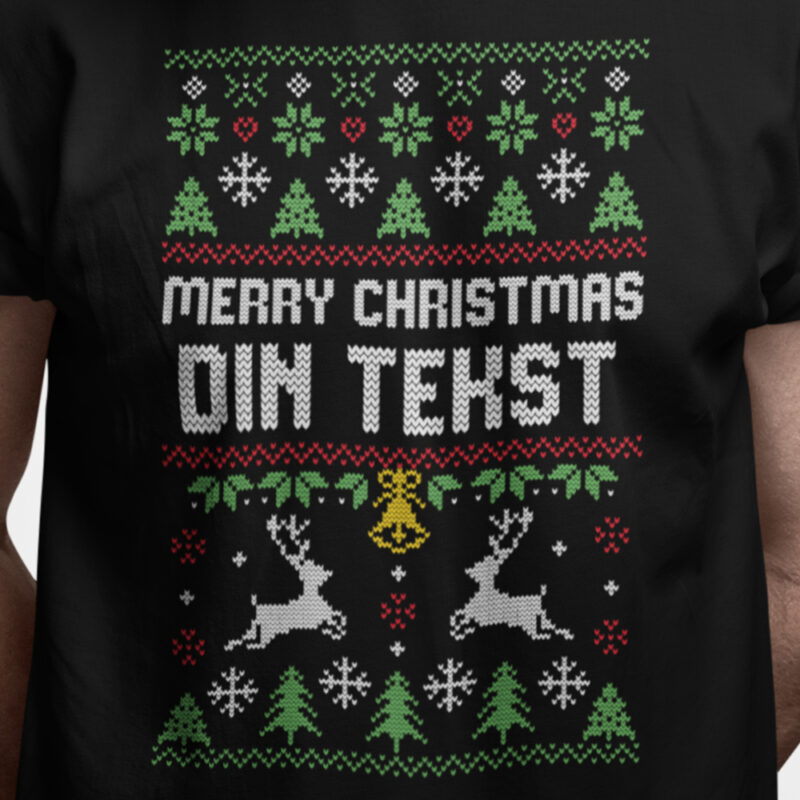 Jule t-shirt - Merry Christmas "Din tekst" - DESIGN SELV