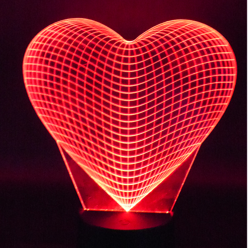3D LED Lampe - Hjerte