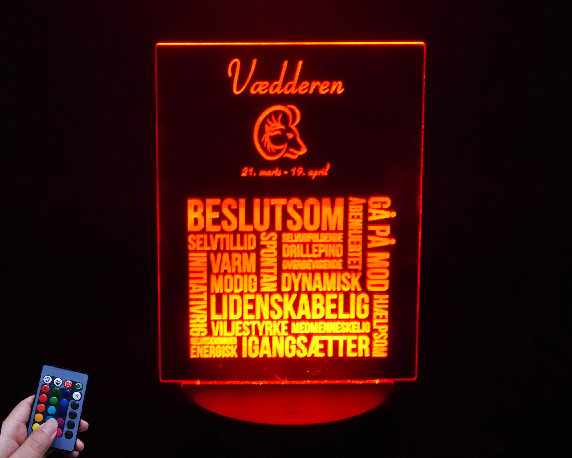3D LED Lampe - Stjernetegn: Vædderen - Billede 2