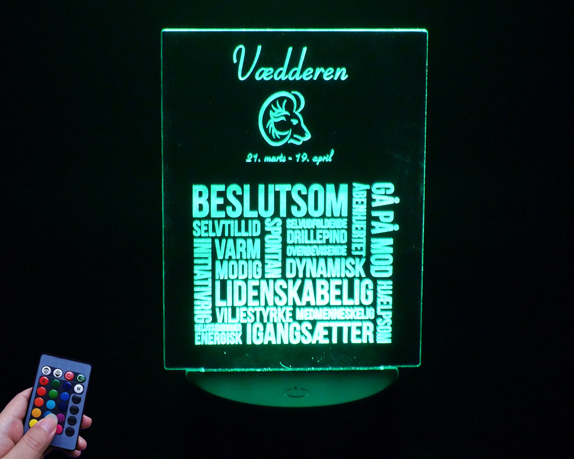 3D LED Lampe - Stjernetegn: Vædderen
