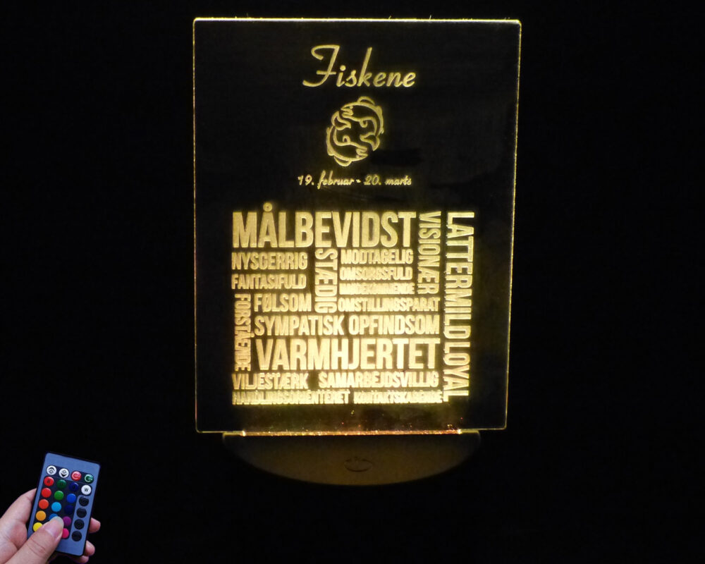 3D LED Lampe - Stjernetegn: Fiskene