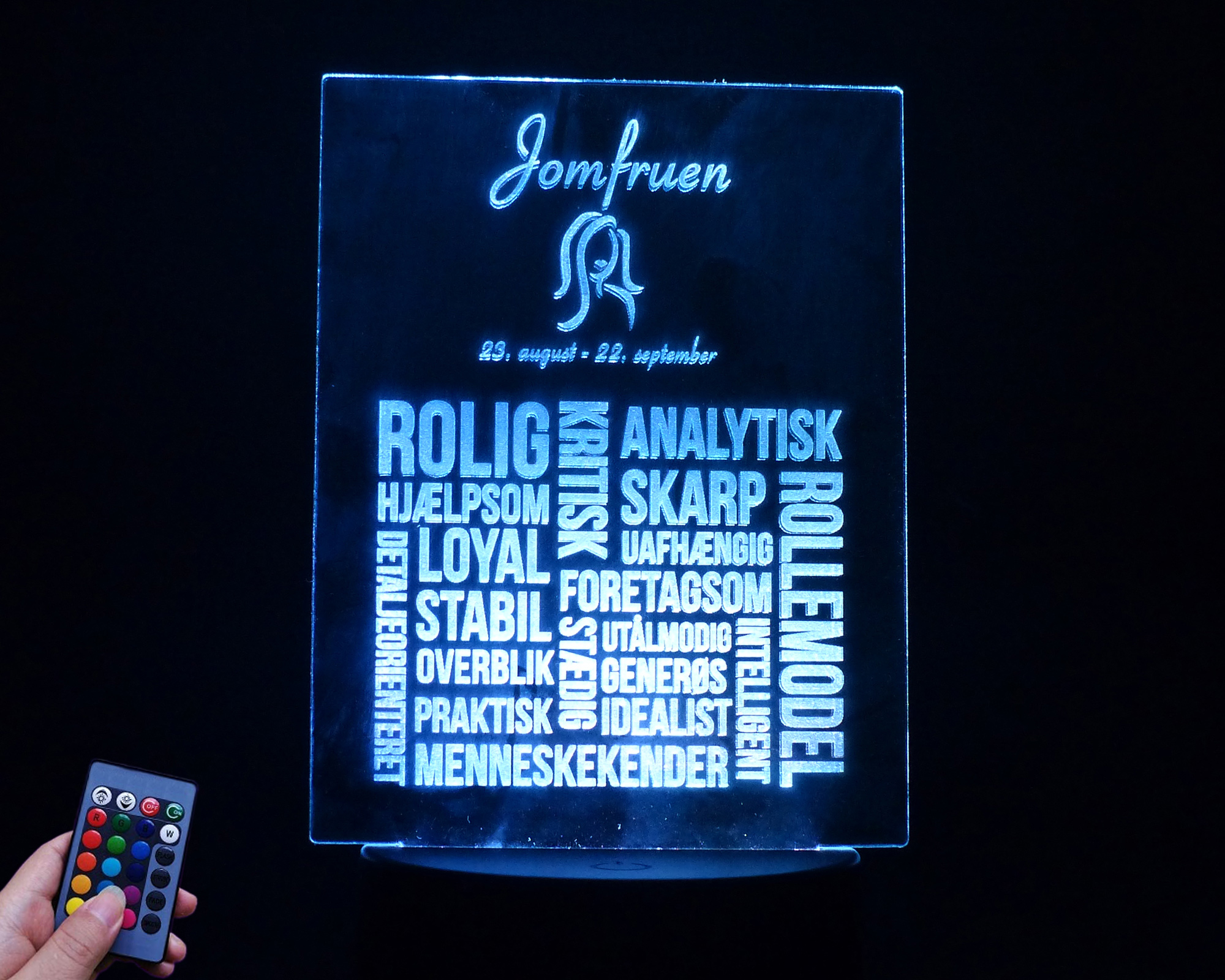 3D LED Lampe - Stjernetegn: Jomfruen