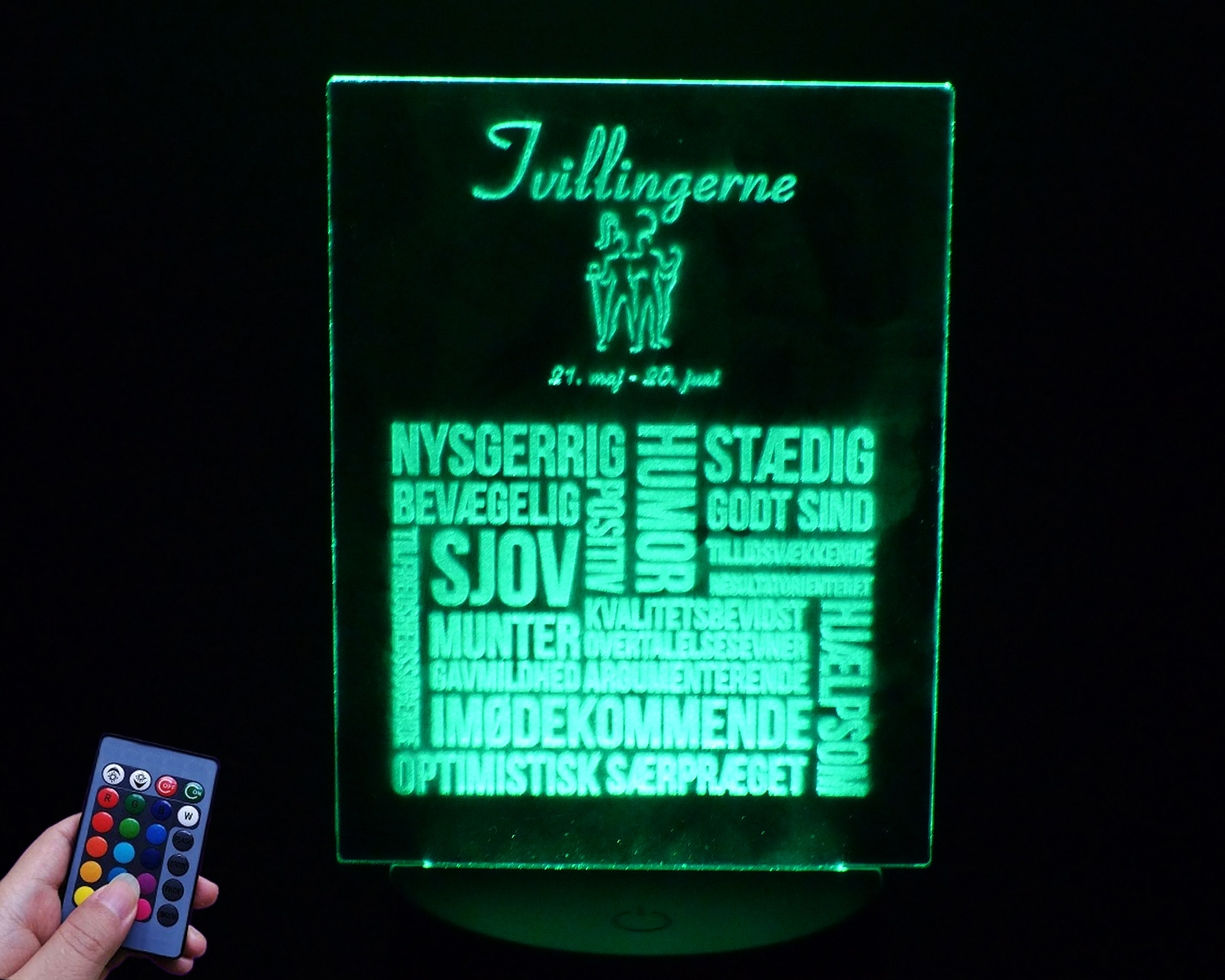 3D LED Lampe - Stjernetegn: Tvillingerne