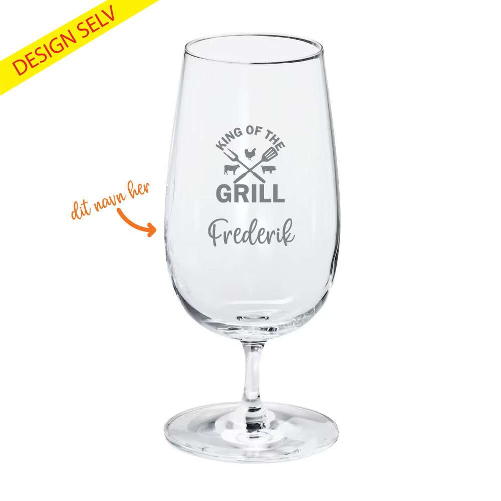 Ølglas med gravering: "King of the grill + dit navn"