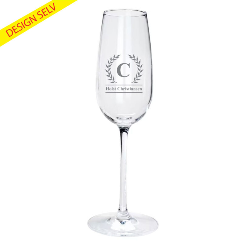 Champagneglas med monogram gravering: "Din tekst"