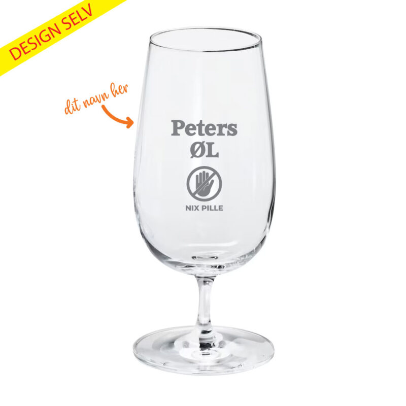 Ølglas med gravering: "Dit navn + Nix pille"