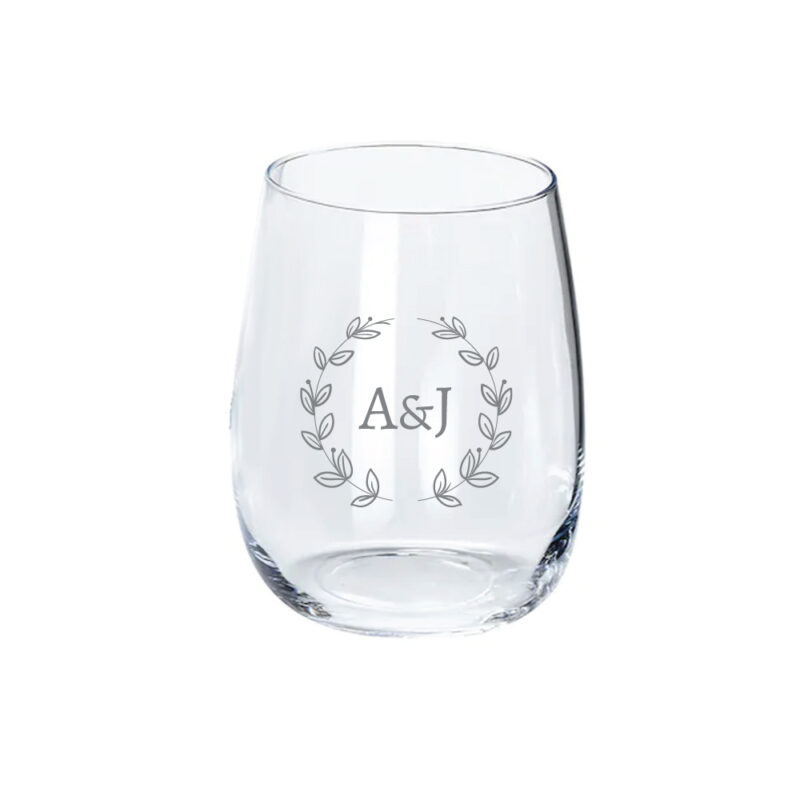 Vandglas Nr 10 med gravering: "par monogram bogstav"