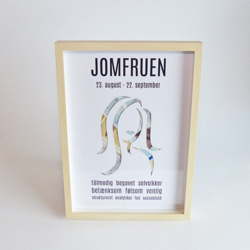 Stjernetegn - pengegave - Jomfruen - inklusiv A4 ramme