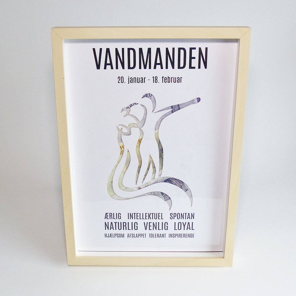 Stjernetegn - pengegave - vandmanden - inklusiv A4 ramme
