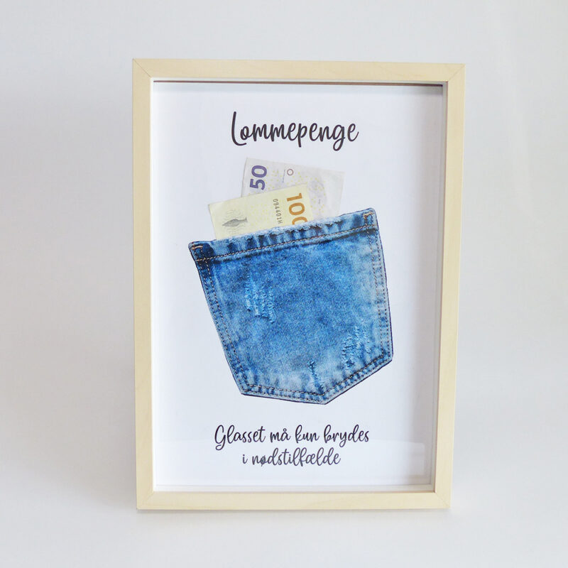 Lommepenge - pengegave - inklusiv A4 ramme