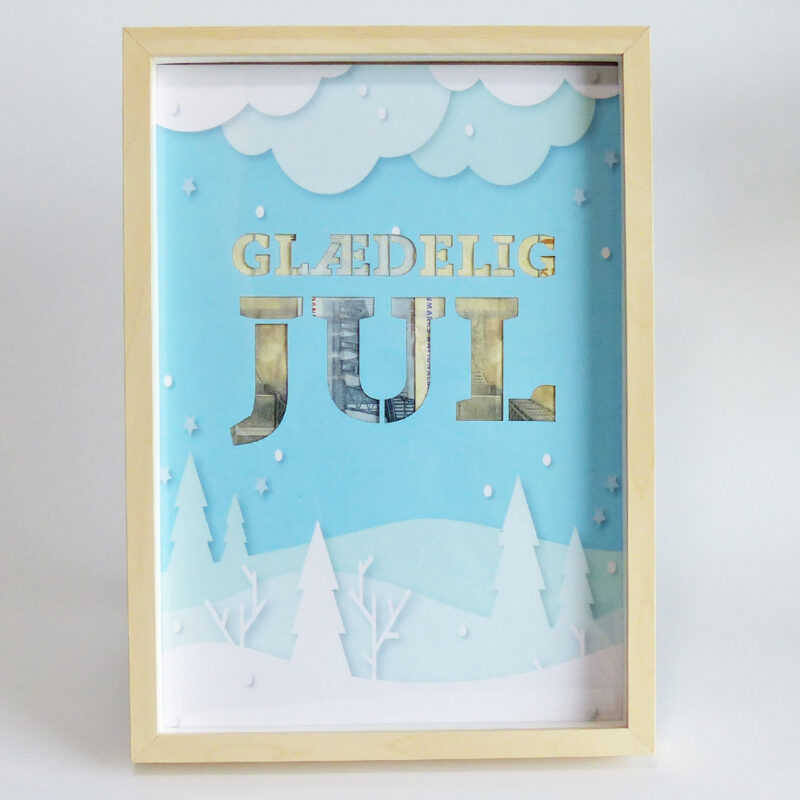 Glædelig jul 5 - pengegave - inklusiv A4 ramme