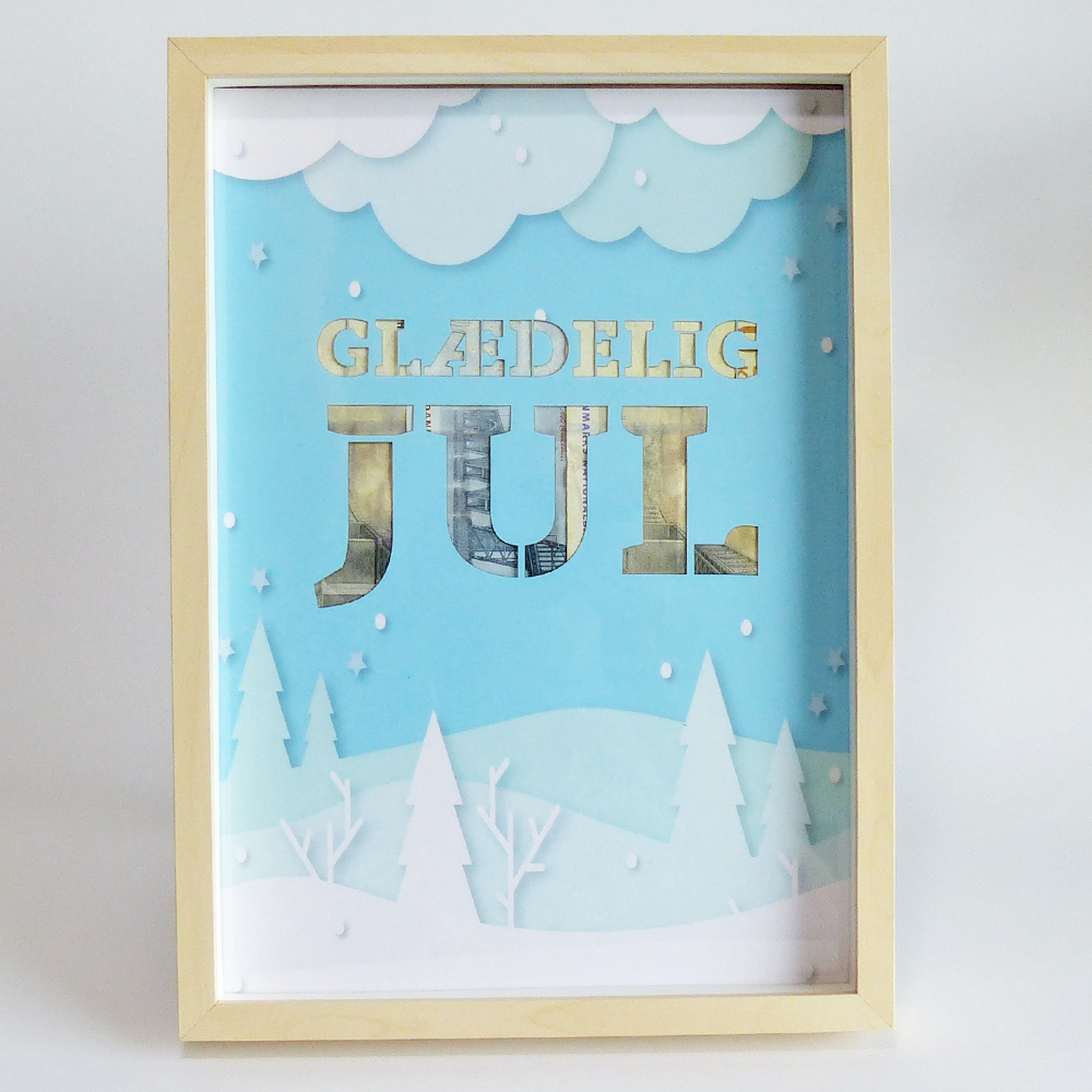 Glædelig jul 5 - pengegave - inklusiv A4 ramme