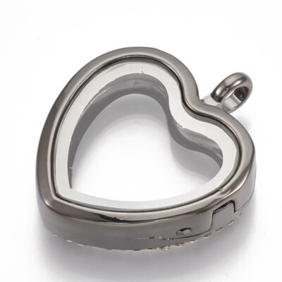 What's in your heart - Hjerte m/ rhinestensbesætning - Metalfarvet - Billede 4