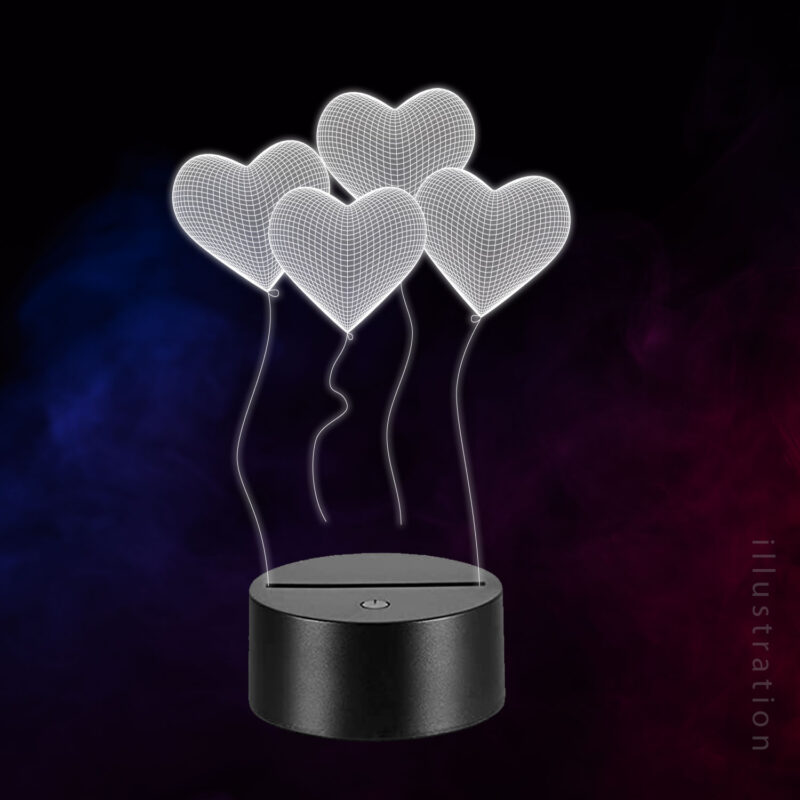 3D LED Lampe - Hjerteballoner