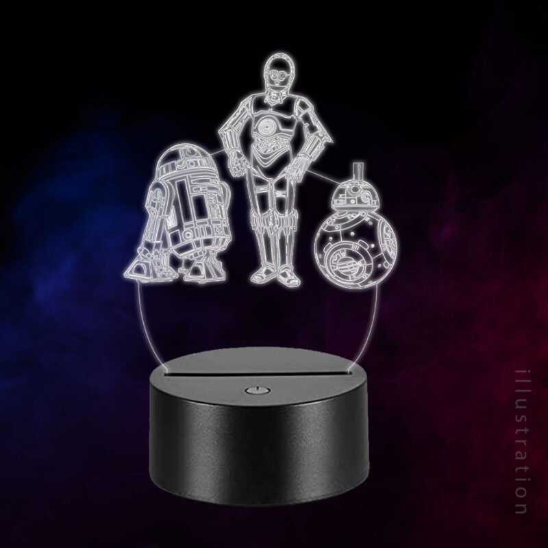 3D LED Lampe - Starwars Droids