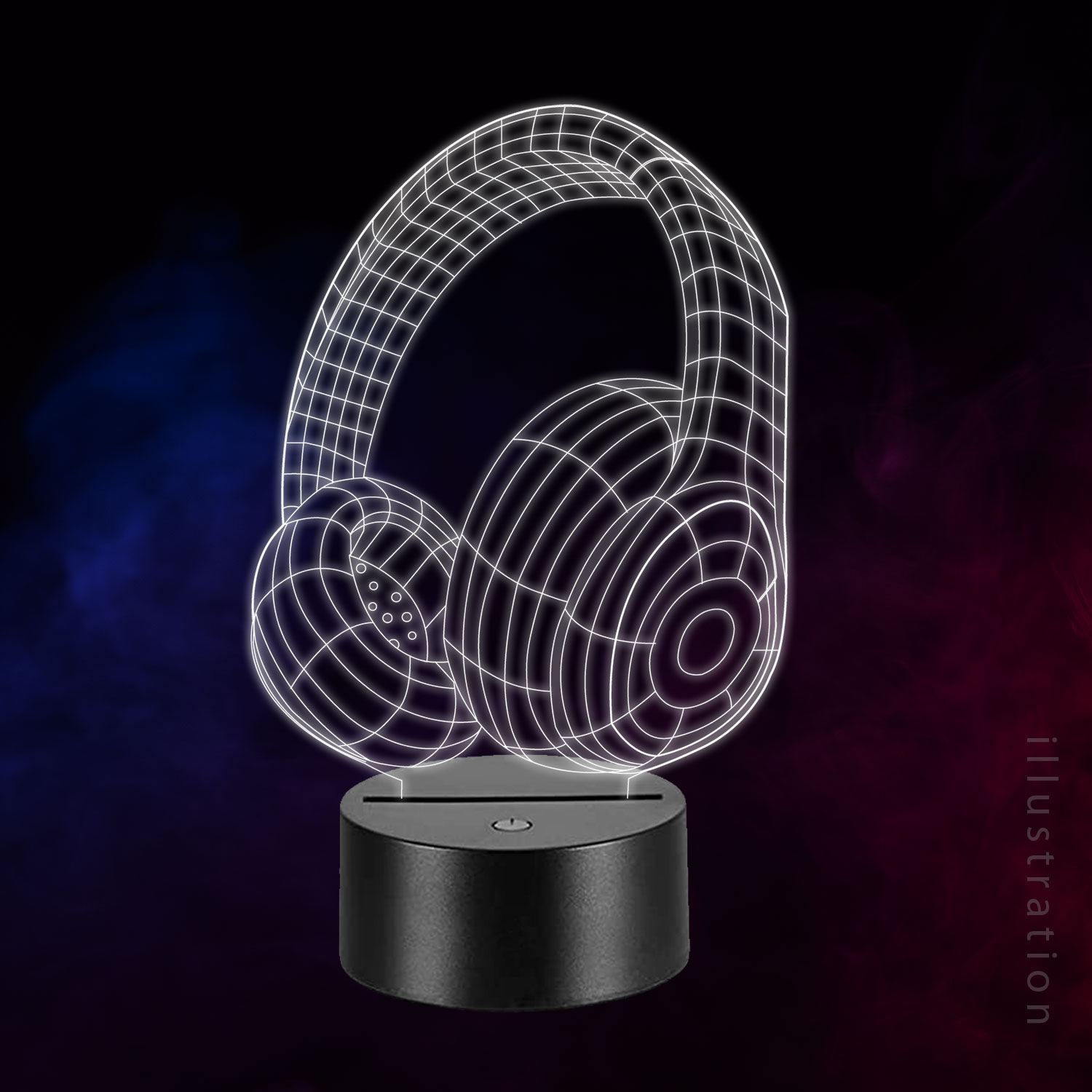 3D LED Lampe - Høretelefoner