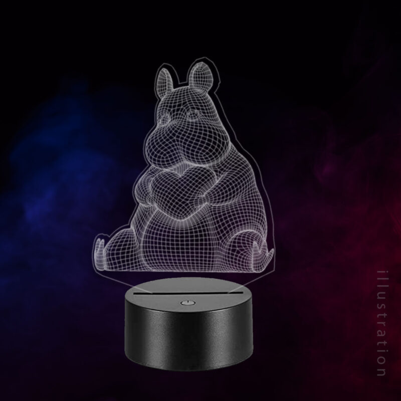 3D LED Lampe - Flodhest