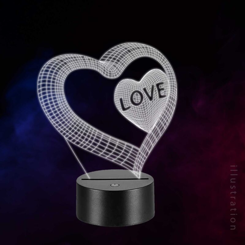 3D LED Lampe - Loveheart