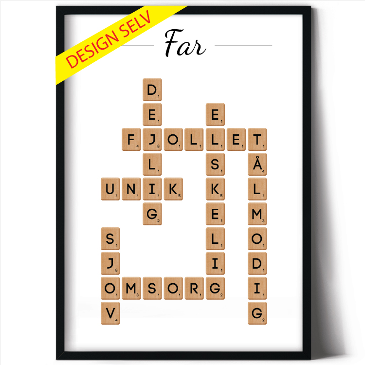 Scrabbleplakat med dine egne ord - Til Far/Farfar/Morfar/Bedstefar