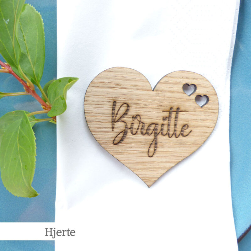 Bordkort figur - egefineret birkekrydsfiner - Hjerte