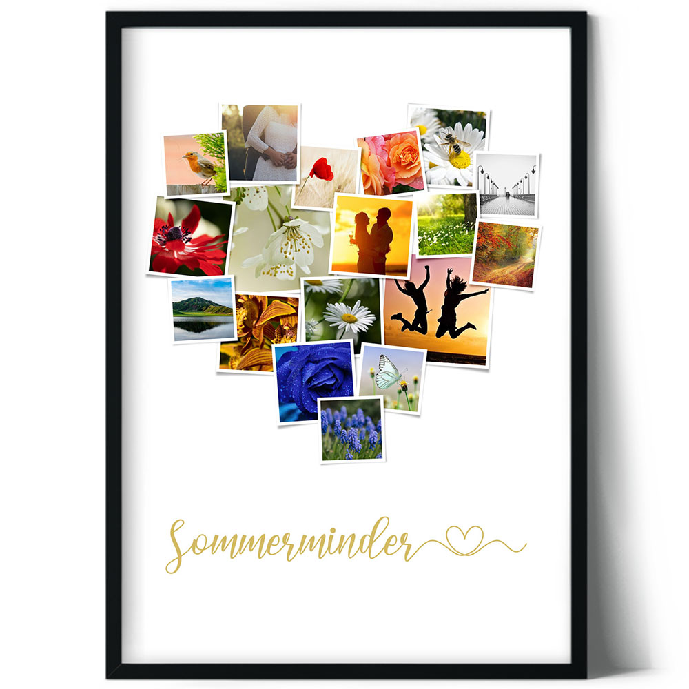 Kreativ Hjerte fotocollage med 18 billeder - DESIGN SELV