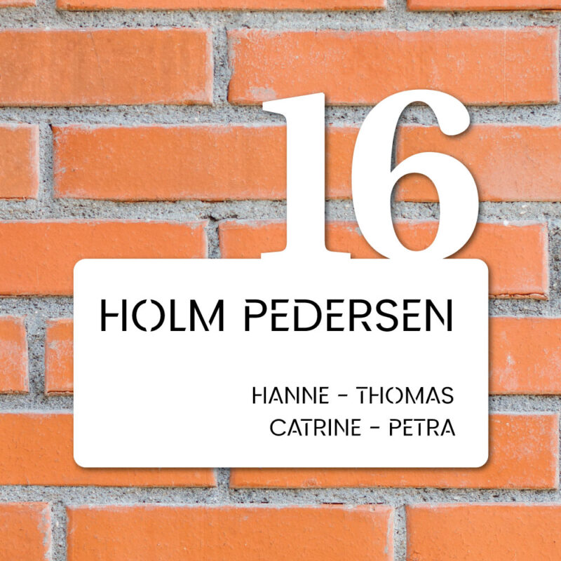 Husnr med navne - Hvid akryl