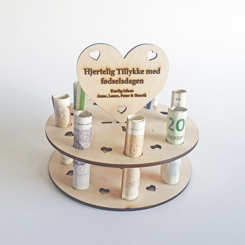 Pengegave Fødselsdagslagkage / Bryllupslagkage - Display