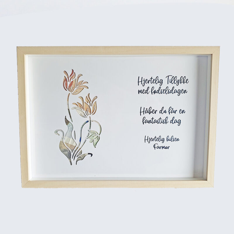 Blomster - pengegave - inklusiv A4 ramme