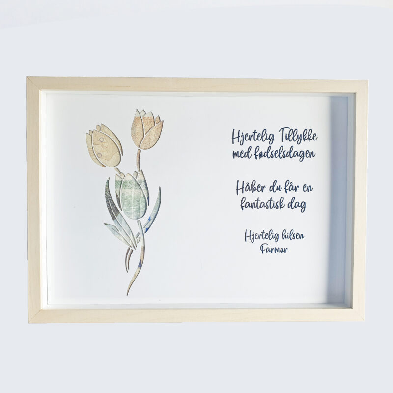 Tulipaner - pengegave - inklusiv A4 ramme