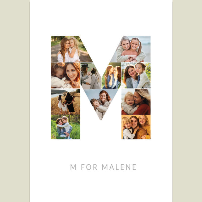 Bogstav Billed Collage: M - design med dine egne billeder