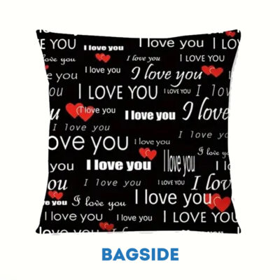 Pude med 1 kvadrat - Sort - Design selv - "I love you" - Billede 3