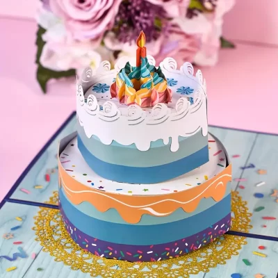 3D Pop Up Kort: Fødselsdagskage - Billede 4