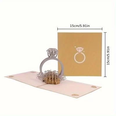 3D Pop Up Kort: Diamantring - Billede 6