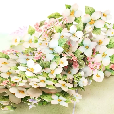 3D Pop Up Kort: Hvid og grøn pæreblomst - Billede 6
