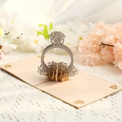 3D Pop Up Kort: Diamantring - Billede 4