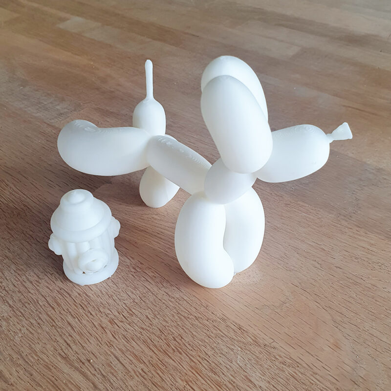 3D print: "Ballon hund der tisser op af en brandhane" - Balloon peeing dog