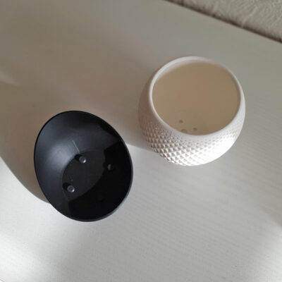3D print: Dobbelt spiral potteplante skjuler med underskål - Billede 3