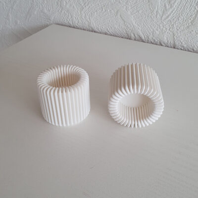 3D print: 2 stk Lamel fyrfadsholdere - hvid - Billede 3