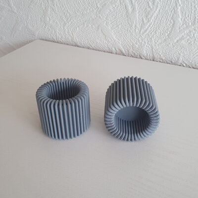 3D print: 2 stk Lamel fyrfadsholdere - grå - Billede 3